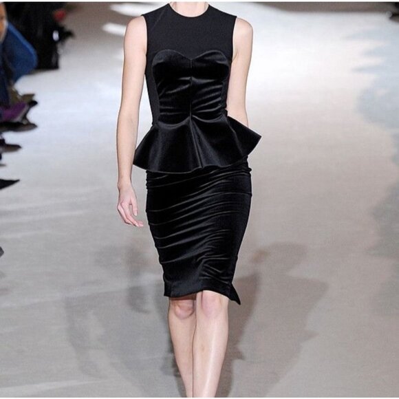Stella McCartney Velvet Peplum Waist Pencil Dress - Picture 1 of 8